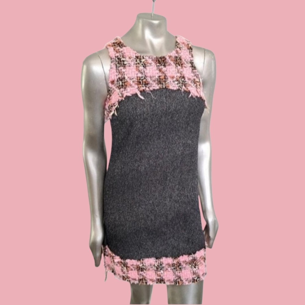 🪻BOGO🪻 Black & Pink Sheath Dress Textured Mixed Fiber - Size Medium NWT